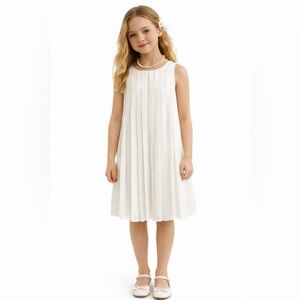 NWT Chic Polo Ralph Lauren Kids’ White Pleated Dress Size 8